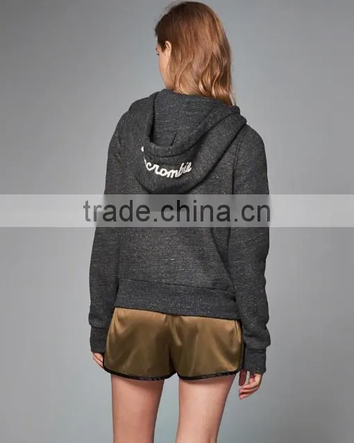 OEM 2016 high quality in printinm wholesale hemp gray full zipper fleece jacket