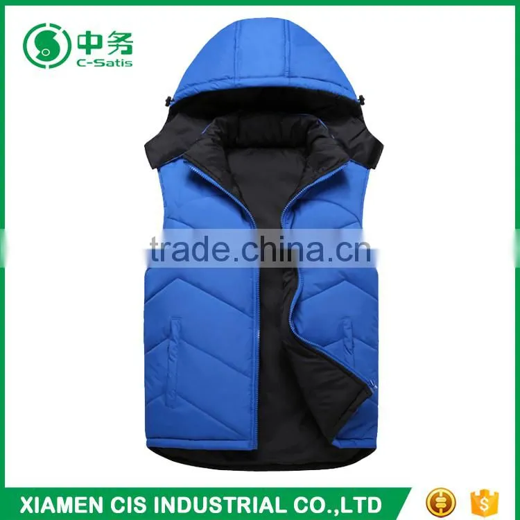 Top Fashion Winter Warmful Outwear Mens Hooded Reversible Down Feather Vest