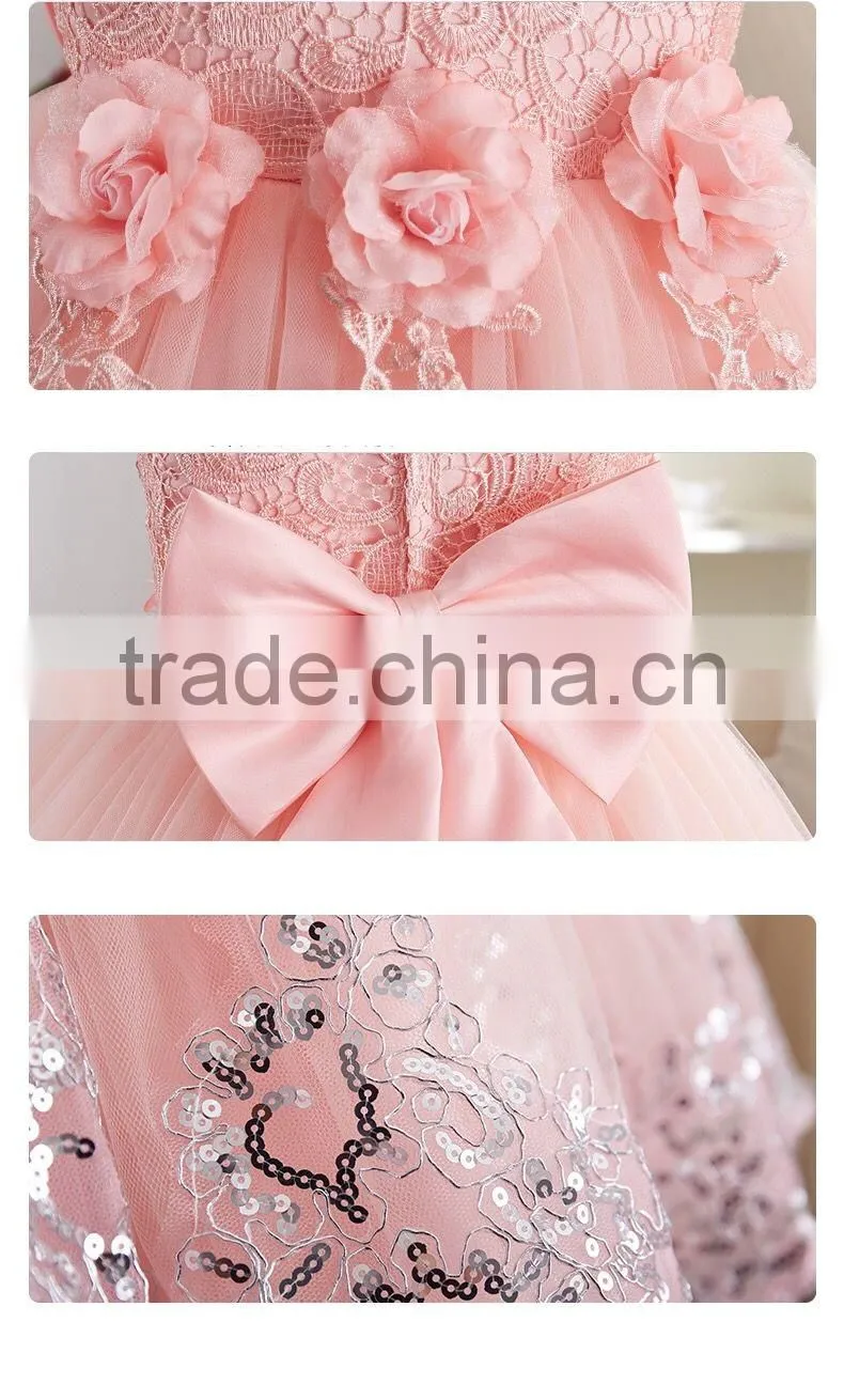 Cheap Vietnam Girls fancy dress pink princess party dresses flower shining Performance girls Fluffy dress