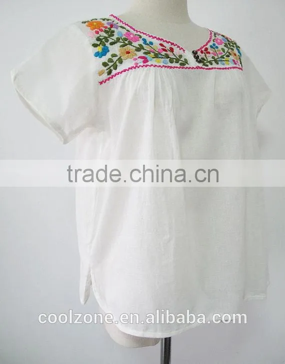Wholesale Mexico manufacturers embroidered blouse ladies blouses