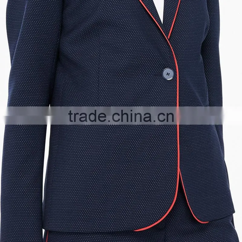 New fashion Italian collars edging trim button fasten dot print jackets womens