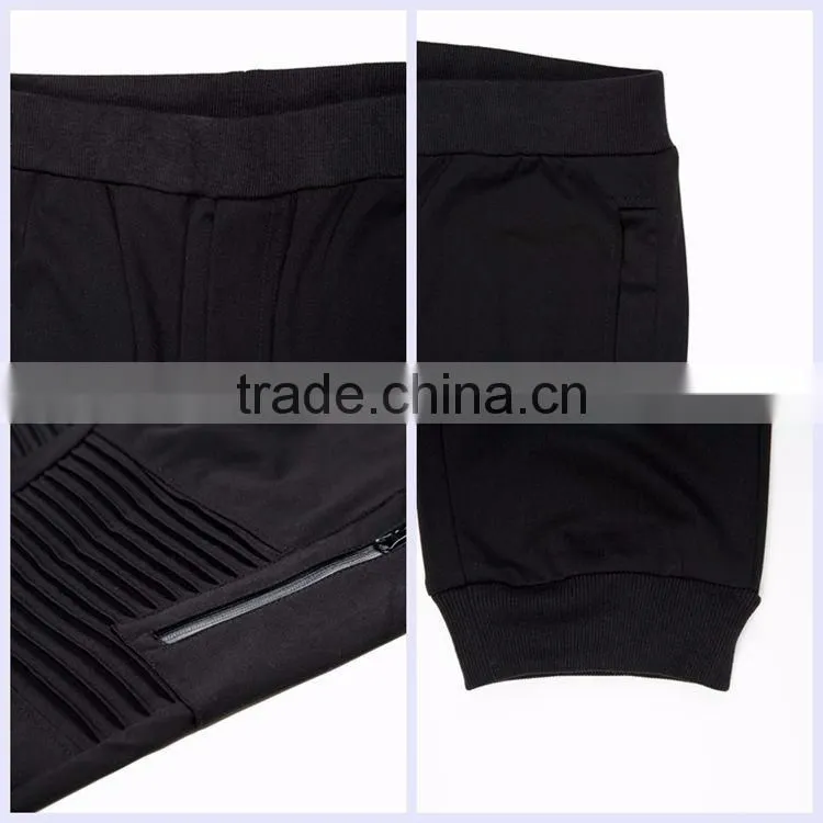 New design custom plain black side pockets elastic waist cotton wholesale blank jogger pants
