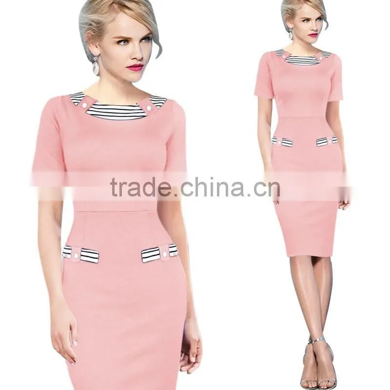 Hot Sale Popular Bodycon Dresses 2016 Short Sleeveless Two Pockets For Wholesale
