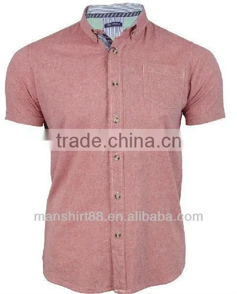 Mens Short Sleeved Chambray short sleeve Work Shirt