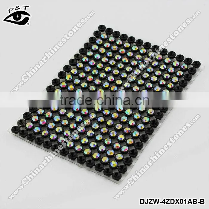 Iron on Rhinestone Mesh 3MM crystal AB+black mesh for Dress