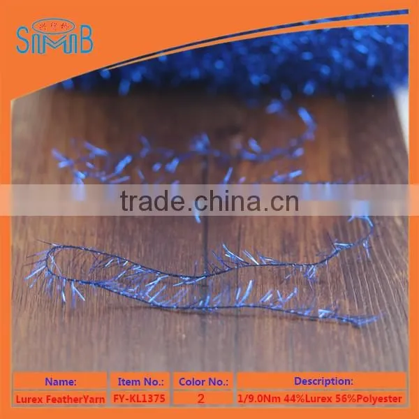 factory wholesale polyester lurex feather yarn on cone for machine knitting sweater