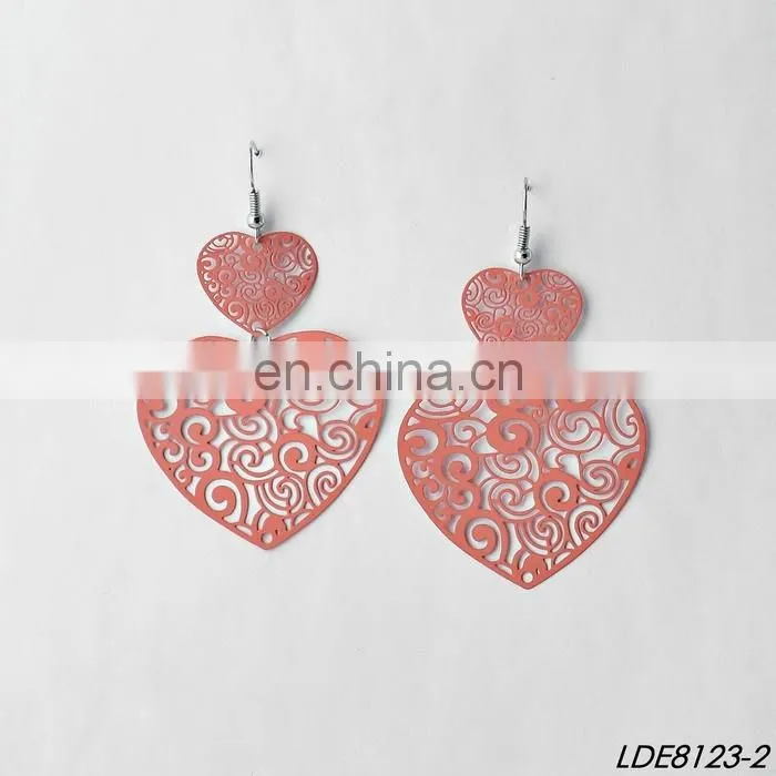 Filigree earrings metal hollow painting heart earrings