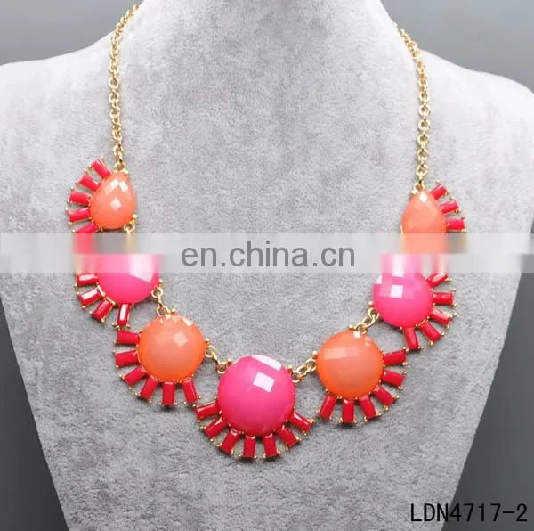 Vintage garden sunflower fan fashion germanium statement necklace jewelry