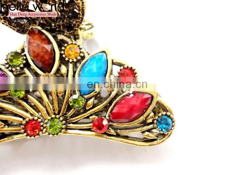 Fashion Europen Retro Large Metal Rhinestone Jewel Hair Claw Clip