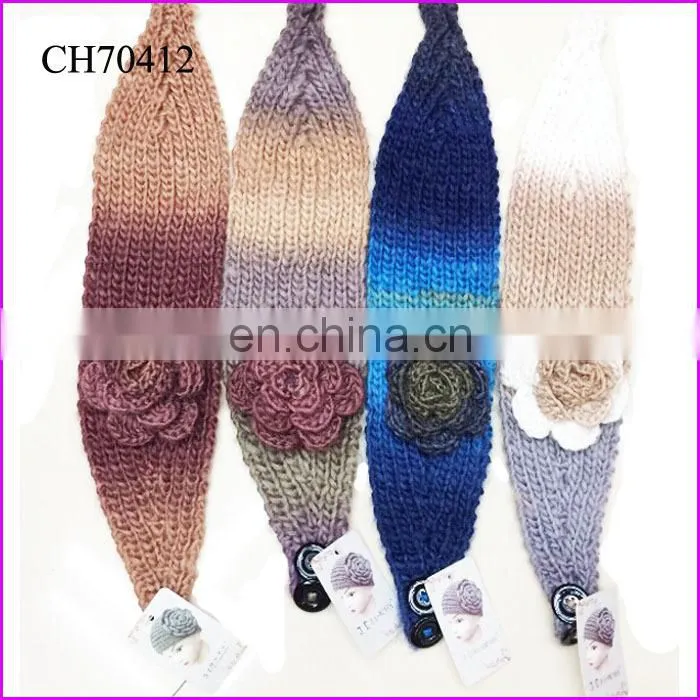 girls winter cotton yarn flower crochet headwear headbands