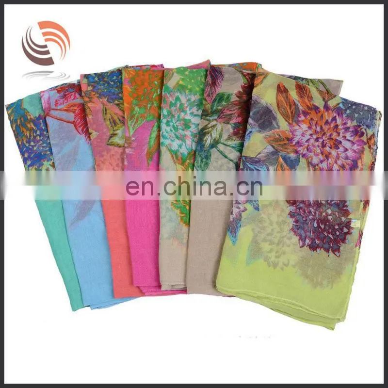 latest fashion spring polyester scarf flora scarf wholesale