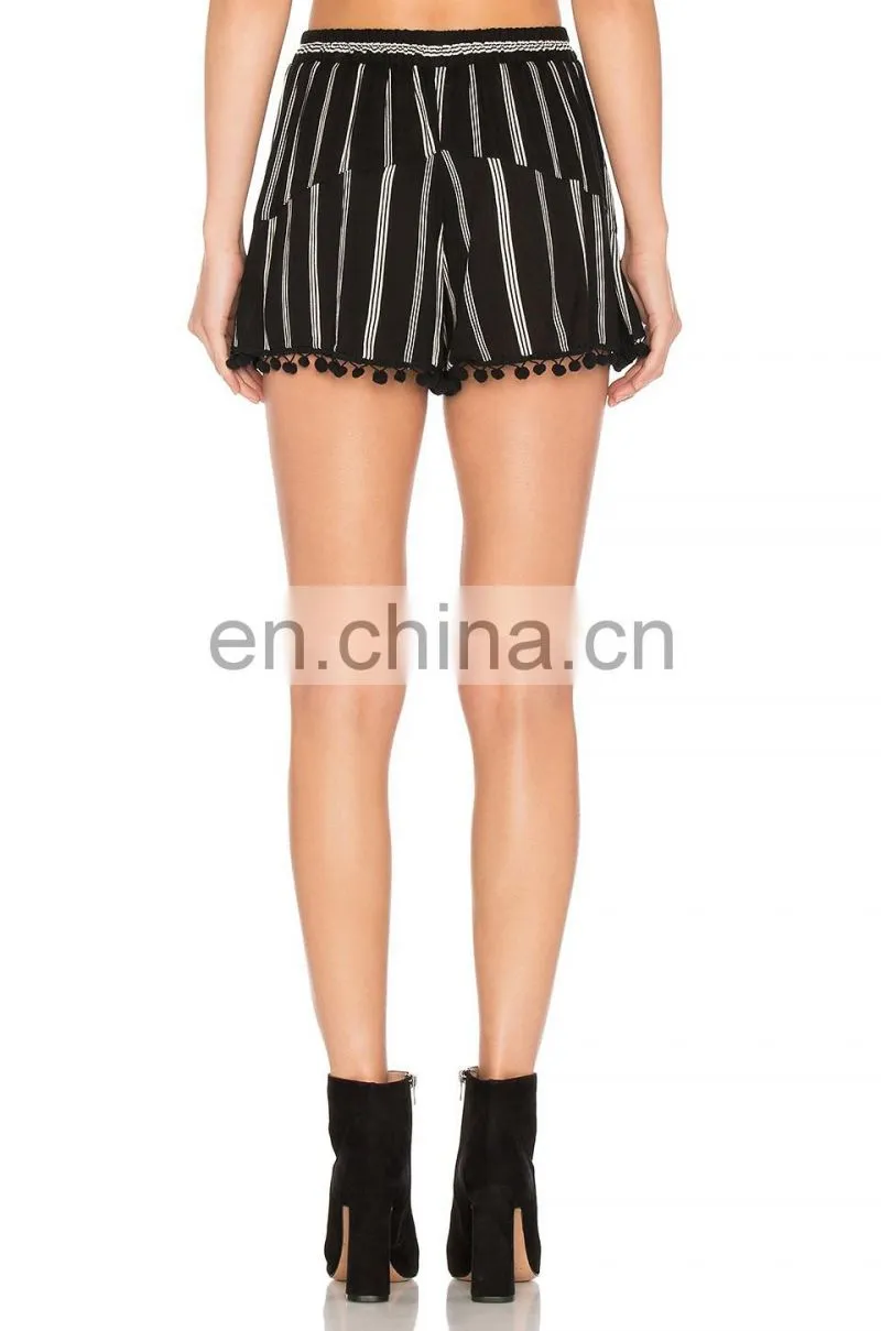 Classic black and white strip suit shorts sexy yoga shorts