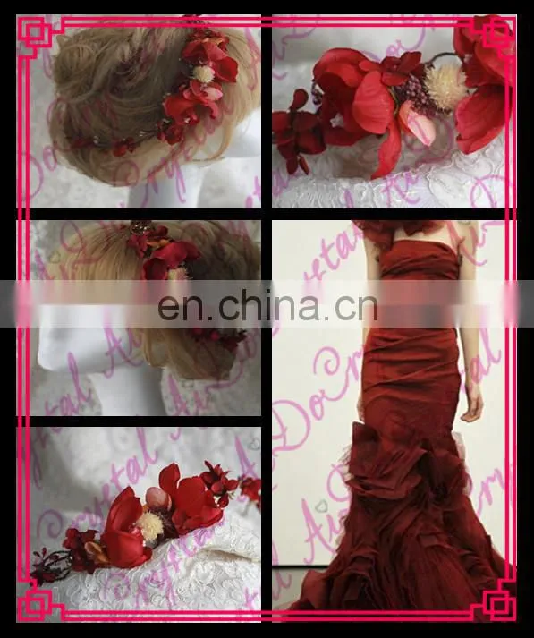 Aidocrystal Sex Red wedding hair accessories bridesmaid bridal hair pins blush silk flower hair accessory