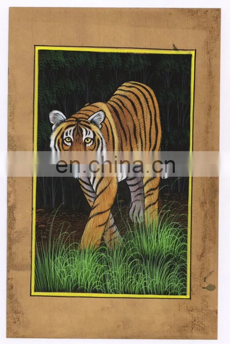 Indian Miniature Painting Water Color Wild Life Animal Art Wall Decor Wall Hanging Portrait