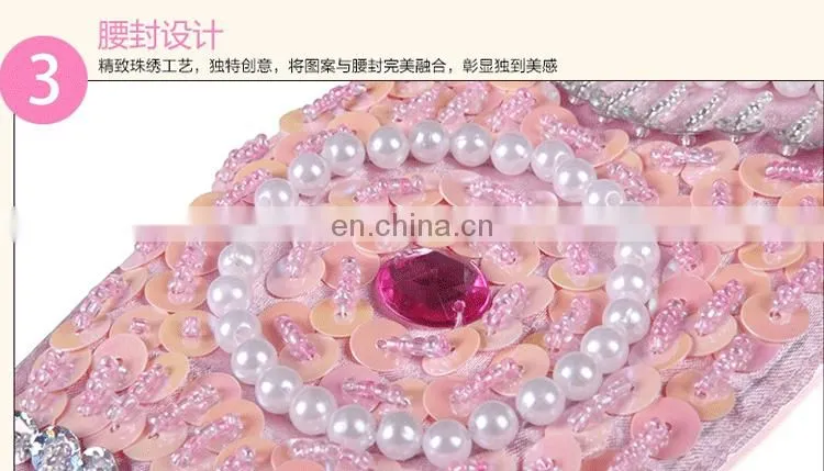 ET-124 Newest product ice silk sexy beaded 3pcs/2pcs children belly dance clothes wear set