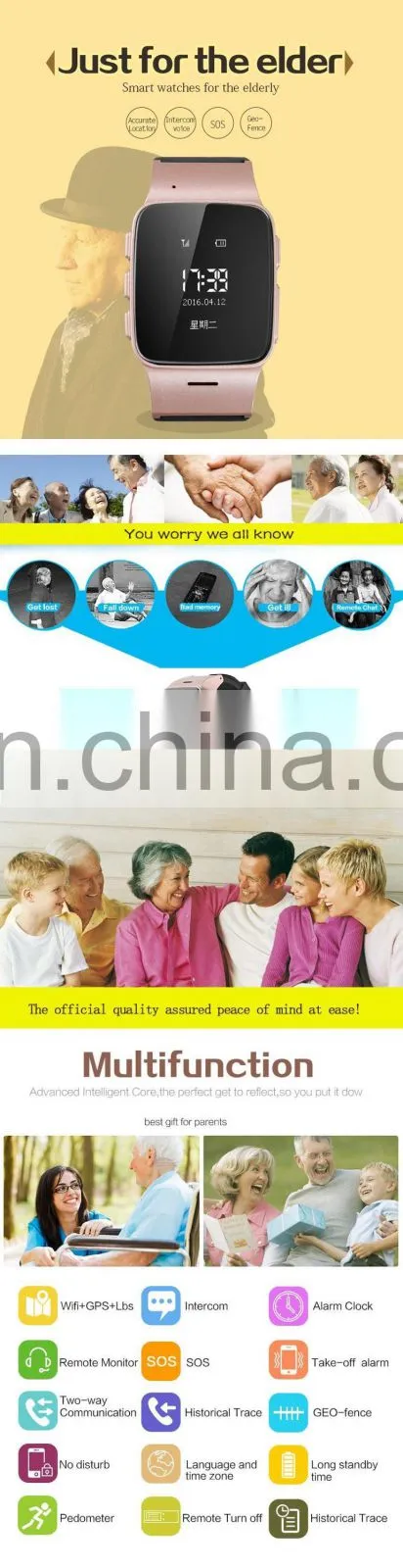 Elderly D99 Smart Watch Anti-lost Mini Waterproof Wifi LBS GPS Tracking Smartwatch For Old People Parents