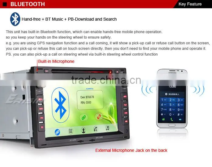 Erisin ES7648V 2 Din 7 inch Car Radio Bluetooth for Golf 4 Jetta