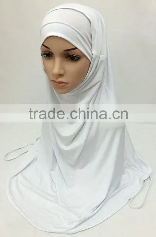 SOLID COLOR TWO PIECES modal COTTON HIJAB elastic long hejab