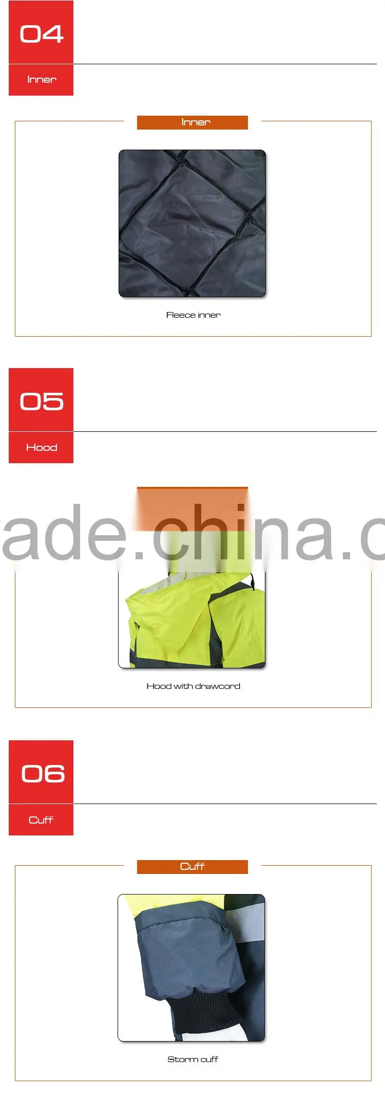 Cheap high visible road safety winter reflective jacket RF072