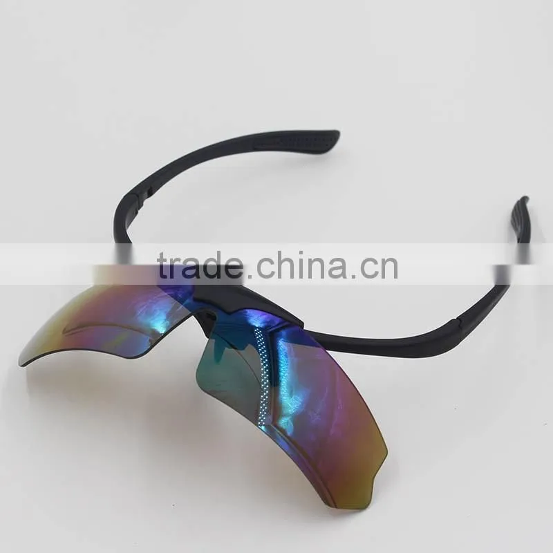 Matt black replaceable flip up polycarbonate frame uv protective eye gafas