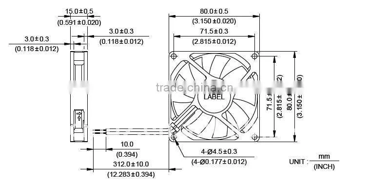 waterproof dc fan 12v 80*15mm