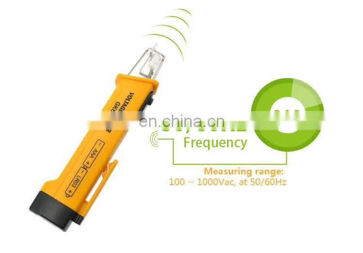 Non Contact AC Voltage Tester, Pen Voltage Detector 100~1000 Vac at 50/60Hz with Built-in flashlight and Vibrate hint