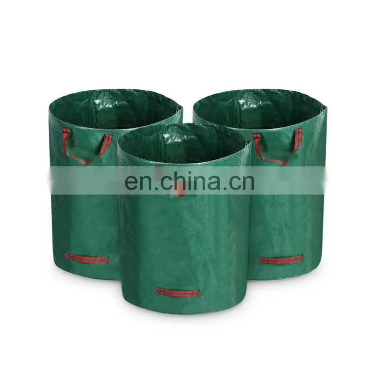 Heavy duty pop up/pe 600d polyester gardening bag with spring