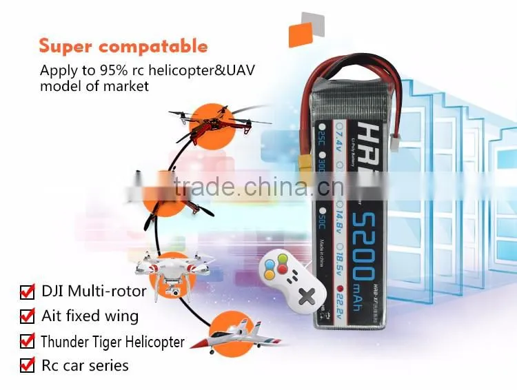 HRB 6S 22.2V 30C 5200mah lithium polymer lipo battery for RC Hobby Drone Car Boat