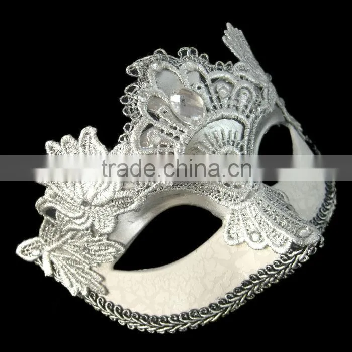 Plastic Silver Mask With Rhinestone