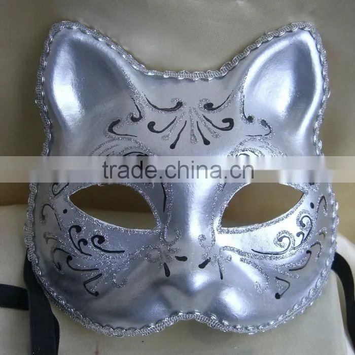 Silver Carnival Mask Cat Shaped Venice Style