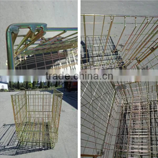 Large stack welded pallet wire mesh storage container with casters
