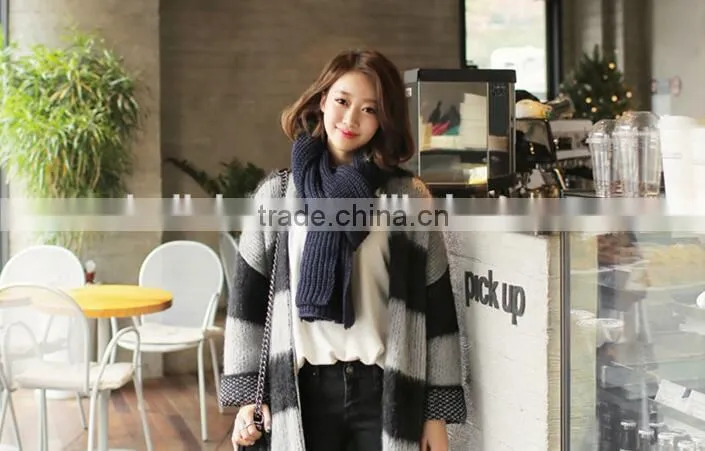 New Korea Fashion Winter Plain Acrylic Crochet Unisex Woman Man Ladies Knitted Scarf