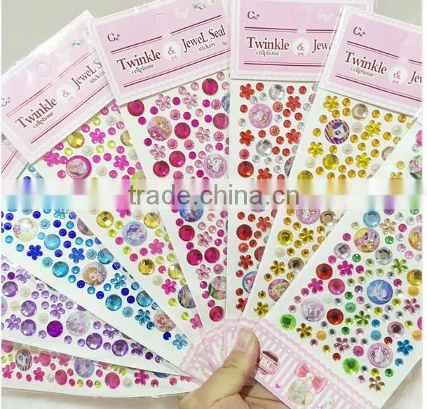 Wholesales Cute Acrylic Crystal Decoration Rhinestone Sticker