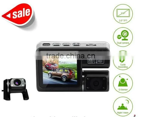 2.0 TFT HD Car DVR with Dual Camera IR Night Vision G-sensor + 120 Wide Angle Lens X2 Remote control car camcorder