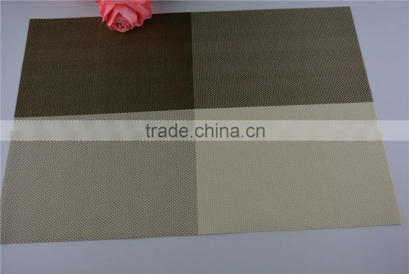 2015 New Arrival Gold Color Home Kitchen Dining Placemat Fashion Adiabatic PVC Strip Weave Table Mat