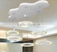 Modern Remote Control Crystal Chandelier with Three Rings
