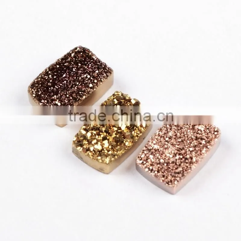 Small grain rectangle flat agate druzy bar cabochon semi-precious gemstone for jewelry