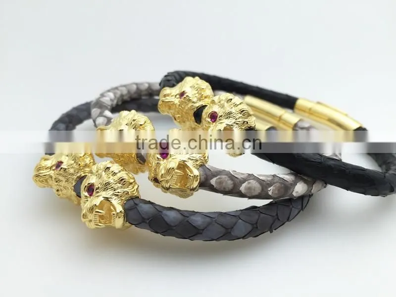 Lion python leather bracelet for mens bracelet best bracelet