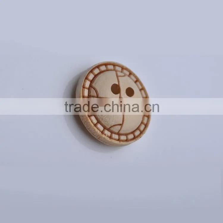 Sedex Audited Factory 2 Pillar Laser Engraved Logo 2 Holes Wooden Button