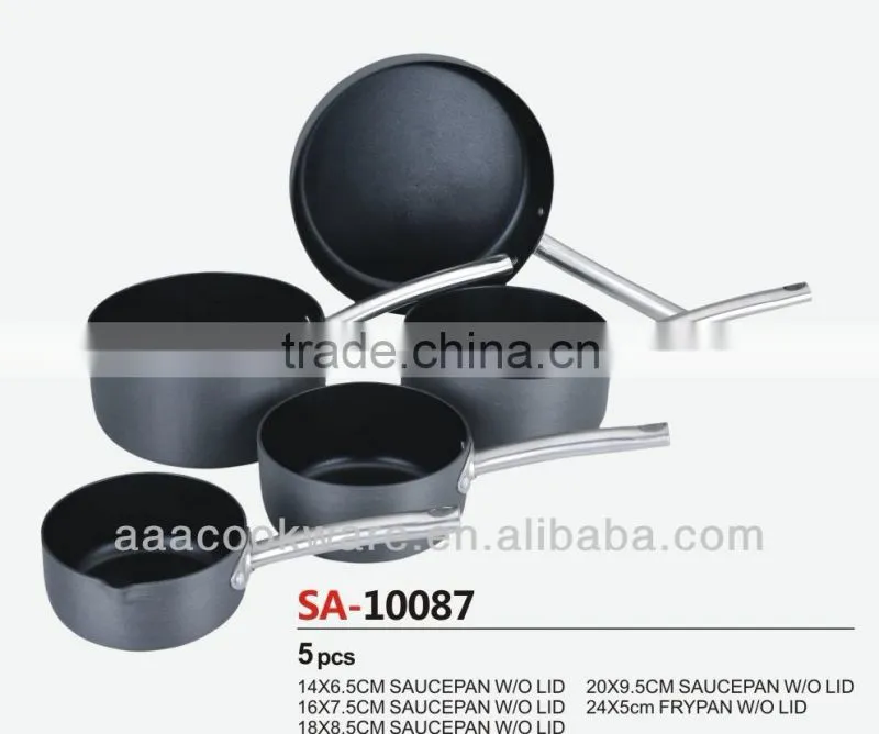 2015 New Products 5PCS High Quality 2.5mm Hard Anodized Aluminium Saucepan Set With Teflon Non-Stick Coating For Wholesale