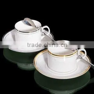 Romantic ceramic coffee cup with saucer
