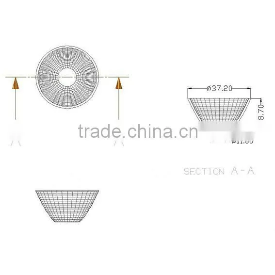 37.2mm reflectors paint led plastic reflective cup for GU10 spotlight