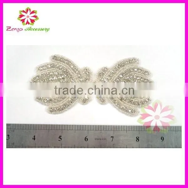 Rhinestone applique, beaded crystal applique, rhinestone applique for bridal sash