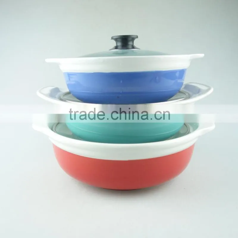 Color glazed ceramic soup tureen /cooking tureen with glass lid in stock