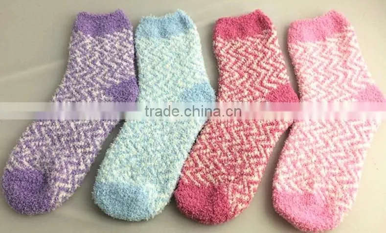 Custom Colourful Pattern OEM Christmas Socks fluffy socks indoor microfiber fuzzy socks