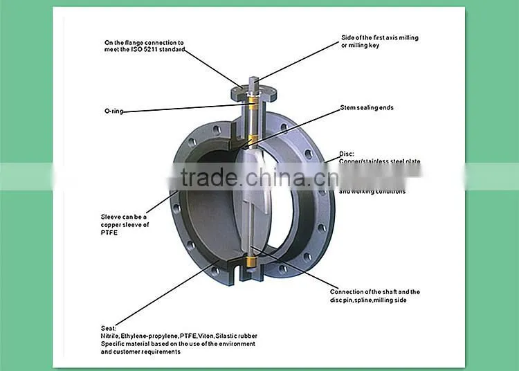 BV-DS141 ISO 5211 double flanged ductile iron butterfly valve