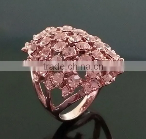 Fashion crown shape crystal jewelry 18K real gold plated ring made with genuine Austrian crystal ring