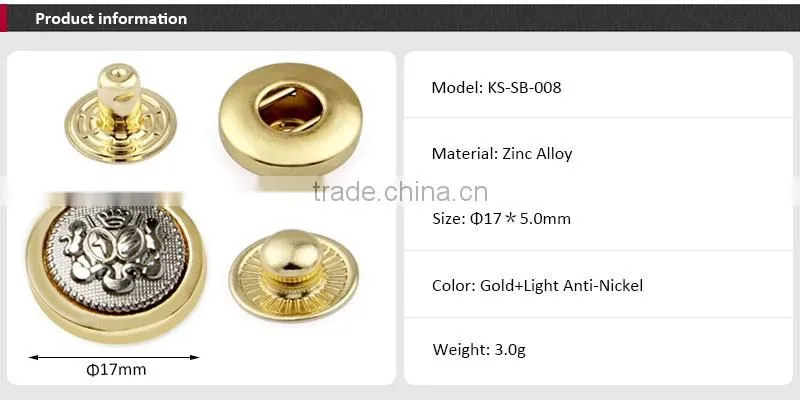 Double Colors Custom Push Metal Snap Button For Jackets
