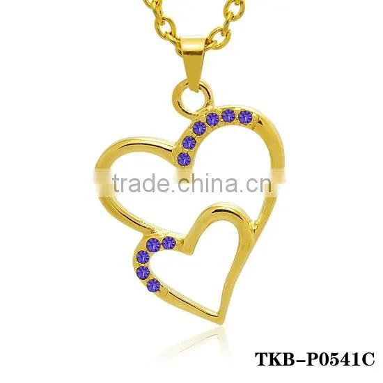 Gold Plated Enclosed Crystal Hollow Heart Shape Pendant Light Modern Necklace