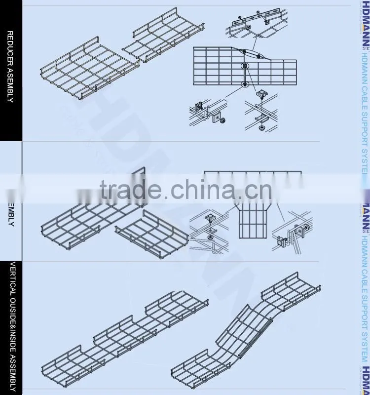 Specification electrical galvanised wire mesh cable tray with China oem supplier